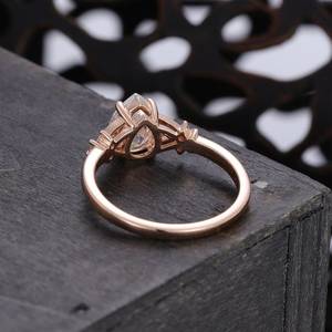High Quality 14K Rose Gold Premium Moissanite Fine Ring D Color VVS Clarity <b>Handmade</b> <b>Jewelry</b> for Women Wedding Wear - Product Image 5