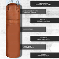 Sacs de frappe lourds pour l'entraînement au kick-boxing et au MMA - Cuir de vachette et acier, remplis d'eau et de sable, en PVC