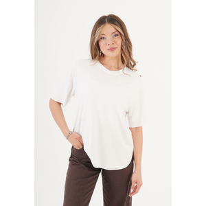 Camiseta Básica sin Costuras con Cuello en V para Mujer LUSTRIN, Camiseta Casual Blanca de Manga Corta Cómoda para Pedidos al por Mayor - Product Image 2