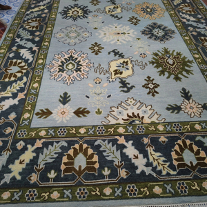 พรม oushak พรมสี่เหลี่ยมผืนผ้าถักด้วยมือจากนิวซีแลนด์ผ้าฝ้ายแอบสแตรกตกแต่งพื้นพื้นที่ขนาดใหญ่สำหรับห้องนั่งเล่น - Product Image 1