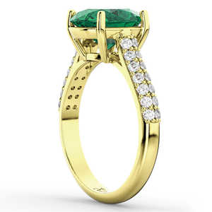 14K Yellow Gold Oval Emerald & Diamond Engagement <b>Ring</b> 4.42ct Diamond <b>Rings</b> Collection - Product Image 1