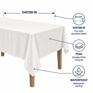 Disposable Party <b>Tablecloth</b> 54x108 Inch PE Waterproof <b>Rectangle</b> Table Cover for Birthday Wedding Party Decoration - Product Image 5