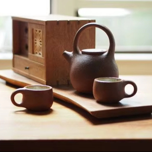 Juego de té de madera de Palma de Coco de estilo nórdico de madera de cocina con olla y bandeja Logotipo personalizado Juegos de tetera y taza de madera de coco - Product Image 1