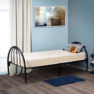 Cama Individual Metálica para Hotel, Muebles de <span class=keywords><strong>Dormitorio</strong></span>, Estructura de Acero Negro, Tubo Redondo, Cama para <span class=keywords><strong>Dormitorio</strong></span> Escolar o Apartamento - Product Image 5