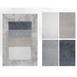 Lanya Grey Recycled Cotton Yarn Dyed Jacquard Woven Luxury Bath Rug <b>Set</b> for Home Hotel Office 40x60cm+60x100cm - Made In Turkey - Product Image 2