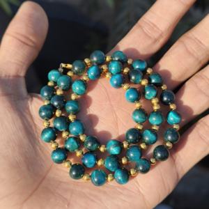 Blue Tigers Eye Beaded <b>Necklace</b> 8mm Round Natural Tiger Eye <b>Necklace</b> Handmade Minimalist Gemstone Jewelry Gift - Product Image 1