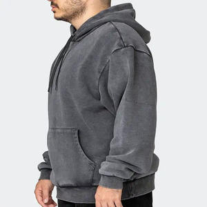 Sudadera con Capucha Impermeable y Transpirable de Felpa Francesa, 100% Algodón Grueso, 500 GSM, Lavado Ácido, Grabado en Relieve, Sólida, Personalizada ODM, Talla Grande 6XL, Venta al por Mayor - Product Image 5