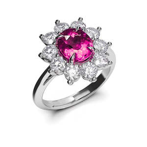 NOVAMART Fine 925 <b>Silver</b> <b>Adjustable</b> <b>Ring</b> Flower Shaped Pink Crystal Elegant <b>Rings</b> for Women Wholesale Export - Product Image 2