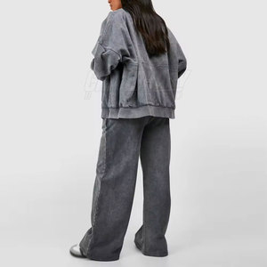 Survêtement style vintage délavé à l'acide, tissu doux, coutures durables, coupe décontractée, parfait pour les tenues décontractées et les looks streetwear. - Product Image 2