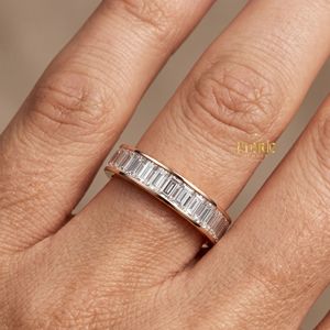 Emerald Cut Eternity Band <b>Ring</b> in 14K <b>Gold</b> Classic Channel <b>Set</b> Wedding <b>Ring</b> - Product Image 6