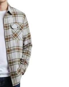 เสื้อเชิ้ตลายสก็อตผู้ชาย แขนยาว ติดกระดุม สไตล์ลำลอง ผ้าแฟลนเนล สีเทาอ่อน สีน้ำตาล รับสั่งทำ ขายส่ง - Product Image 4