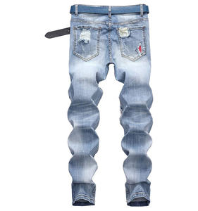 Jean déchiré en Denim pour homme, pantalon de motard de haute qualité, noir, déchiré, coupe crayon, Locomotive, fermeture éclair, pantalon Hip Hop - Product Image 2