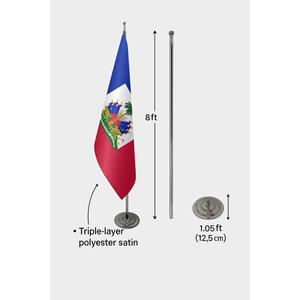 Custom Digital-Printed Silk Indoor <b>Flag</b> with Aluminum <b>Pole</b>-Haitian Style Pennant <b>for</b> Display - Product Image 5