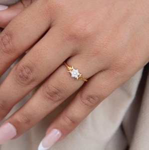 1,22 gramos 18K sólido Natural IGI certificado Diamante joyería medio corte Luna anillo para uno especial - Product Image 5