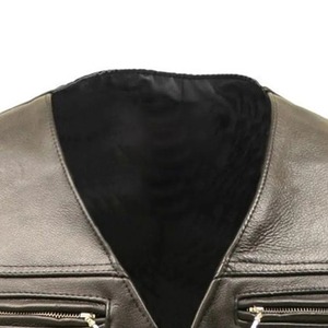 Chaleco de motocicleta de invierno informal profesional, logotipo personalizado, chaleco de motorista de piel de vaca negra perforada, ropa exterior personalizable - Product Image 5