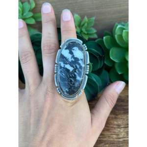 Gabby Spencer Zebra Jasper <b>Sterling</b> <b>Silver</b> <b>Adjustable</b> <b>Ring</b> Size 8 Handmade - Product Image 2