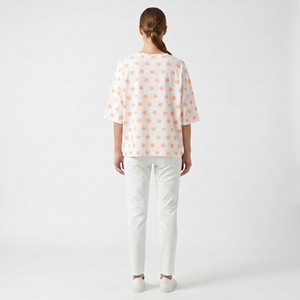 Grand t-shirt à manches courtes et col en V avec pois colorés, 100 % coton, taille unique (tailles 36-44) - Product Image 2