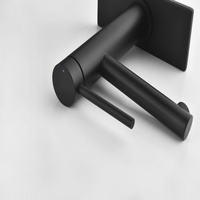 Robinet Mitigeur de Lavabo Noir Mat en Laiton de Luxe Léger avec Cartouche Céramique, Moderne, à Poser sur Plan, Eau Chaude et Froide, pour Usage Commercial