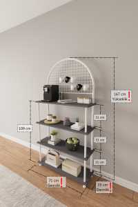 Estante de Cocina con Soporte para Microondas, Organizador para Cafetera y Panel Trasero con Rejilla - Product Image 5