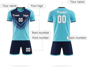 2024 conjuntos de uniformes de fútbol de poliéster 100% de alta calidad personalizados, kits de fútbol ligeros de secado rápido, logotipo bordado, estilo de traje completo - Product Image 4