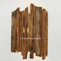 Lámpara de Pared de Madera de Teca Ecológica Hecha a Mano, Control Táctil, Estilo Rústico, Color Personalizado, Diseño Interior para Hogar y Hotel