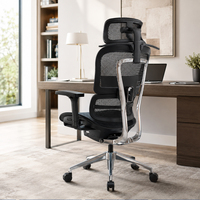 Chaise de bureau à dossier haut en maille avec support lombaire 3D, appui-tête réglable, pivotante, base en aluminium – Fournisseur