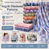 Tissu en mousseline de polyester doux à motif losanges Argyle personnalisable, très prisé, pour écharpes, chemises, foulards – Usine OEM/ODM