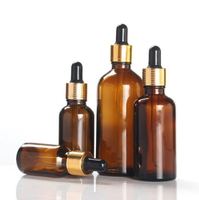 Bouteilles d'huile essentielle d'ambre en gros, 20 ml, 30 ml, 50 ml, verre givré avec compte-gouttes en aluminium électrolytique