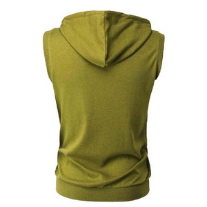 High Quality Custom Printing Embroidery <b>Men's</b> <b>Sleeveless</b> <b>Hoodies</b> Gym Running Wear Vest Top Breathable Zip Up Tank Tops for <b>Men</b> - Product Image 3
