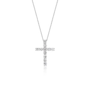 Timeless Round Cross Necklace 0.50 To 1.50 Ct D-F VVS1-VS2 Lab Grown Diamond In Platinum Bridal Wedding Engagement Party Wear - Product Image 1