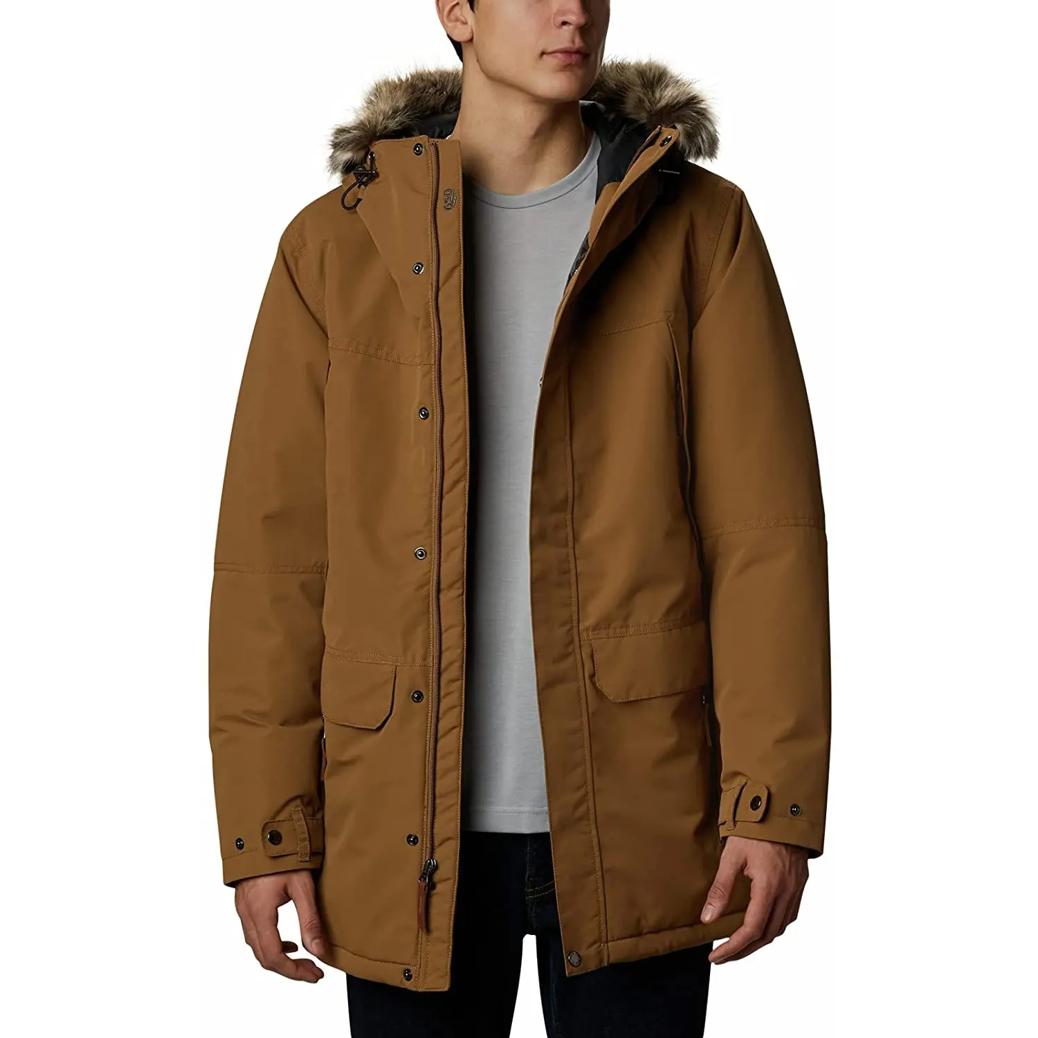 Men's winter detachable long jacket parka overcoat with fox fur collar coyote fur liner Rabbit hair sleeve men's parka fur hood