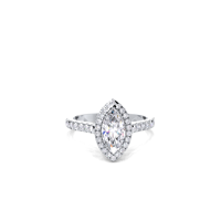 Bague de fiançailles et de mariage en diamant de laboratoire certifié IGI, taille marquise, 1 carat, avec halo, en argent sterling 925 massif