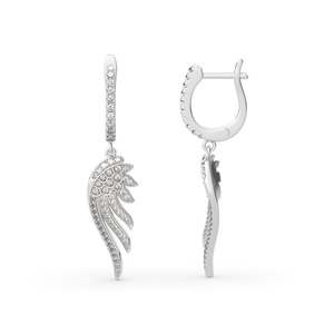 Boucles d'oreilles pendantes Jeulia Light As a Feather en argent sterling à coupe ronde - Product Image 2