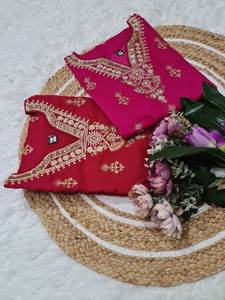 Conjunto de tela superior Salwar Kameez bordado Chanderi para mujer con codificación de secuencias para ocasiones de fiesta - Product Image 6