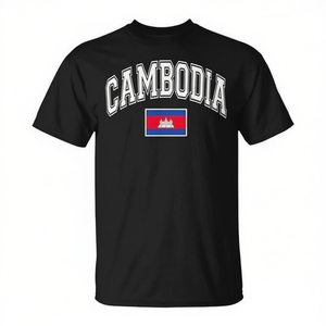 T-shirt promozionale con grafica della bandiera del Cambogia, T-shirt con bandiera del Cambogia proveniente dal Cambogia - Product Image 2