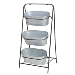 ถังโลหะชุบสังกะสีแนววินเทจสำหรับใช้ในบ้านและสวนกลางแจ้ง - Product Image 1