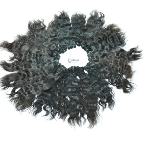 Extensions de cheveux vierges humains non traités, ondulés, en mèches, double trame machine, cuticules alignées, couleur naturelle noire, origine vietnamienne - Product Image 1