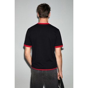 GRIMELANGE EMPA Men's 100% Organic Cotton Contrast Neck for <b>World</b> <b>Cup</b> Printed <b>T</b>-<b>Shirt</b> - Product Image 3