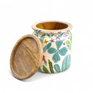 Hecho a mano de calidad superior Mango de madera maciza Jungle Breeze tarro de madera técnica pulida Decoración - Product Image 5