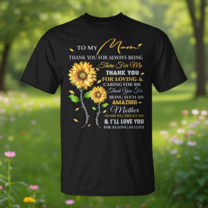 Camiseta para el Día de la Madre con estampado digital de manga corta y cuello redondo, unisex, para adultos, con la frase: A mi mamá, gracias por siempre estar ahí para mí. - Product Image 3