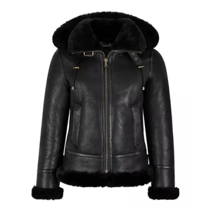 Women's Top Notch <b>Sheepskin</b> Leather Zip Up Biker <b>Jacket</b> Mandarin Collar Ladies Outdoor Fashion <b>Jacket</b> - Product Image 4