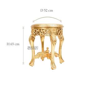 Mesa Auxiliar Redonda de Lujo con Tapa de Mármol Blanco y Marco de Madera con Hojas de Oro Talladas a Mano para Decoración de Muebles de Hogar de Estilo Palacio - Product Image 4