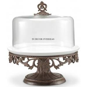 High Standard Quality Clear <b>Glass</b> Made <b>Cake</b> <b>Stand</b> With Gold Plated Metal Designer From Indian Manufacturer In Impressive Price - Product Image 5