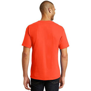 เสื้อยืดคอกลมแขนสั้นสีส้มอมแดงแบบเรียบง่ายสไตล์ลำลองสำหรับผู้ชาย - Product Image 2