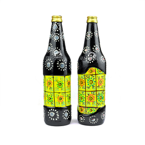 Handpainted <b>Glass</b> <b>Bottle</b> for Home <b>Decor</b> Made in India - Product Image 1