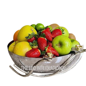 ชามอาหารสเตนเลสสตีลดีไซน์รูปดอกไม้สีเงินชามตกแต่งโลหะดีไซน์หรูหราทันสมัย - Product Image 1