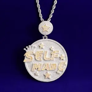 Colgante Personalizable de Plata 925 con Incrustaciones de Moissanita, Corte Brillante, Estilo Diamante, Vintage, Hip Hop, Chapado en Oro Rosa - Product Image 4