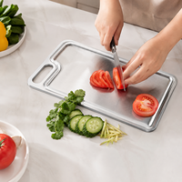 Planche à découper et à décongeler 2-en-1 en acier inoxydable antidérapante avec cœur en aluminium pour viande congelée, idéale pour la cuisine