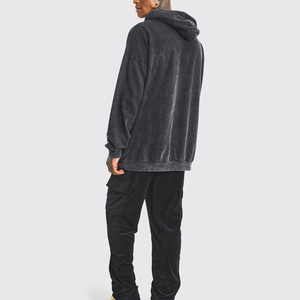 Sudadera con capucha con estampado de lavado ácido para hombre directo de fábrica 100% poliéster ecológico secado rápido invierno térmico Etiqueta Privada MOQ bajo - Product Image 5