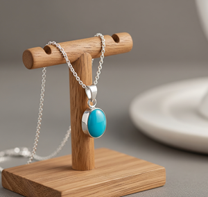 Chaîne délicate en argent Sterling 925 sur mesure Style bohème pendentif en cristal de guérison Turquoise naturelle pendentifs de mode breloques - Product Image 3